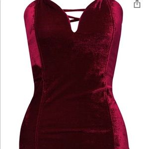 Red velvet Cross cross body suit
